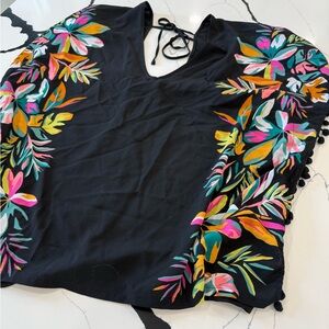 Xiliration Women’s Black Floral Swim Cover-Up Tunic M